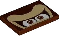Tile 2 x 3 with Tan Forehead, Dark Orange and White Eyes on Dark Brown Background Pattern &#40;Super Mario Donkey Kong Upper Face&#41;