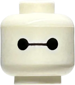 Minifigure, Head Alien with Black Eyes and Connecting Line Pattern &#40;Baymax&#41; - Vented Stud