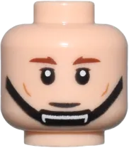 Minifigure, Head Dual Sided Reddish Brown Eyebrows, Cheek Lines, Black Chin Strap, Neutral Closed Mouth / Frown Open Mouth with Teeth Pattern - Vented Stud