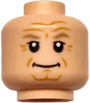 Minifigure, Head Dual Sided Dark Tan Eyebrows, Medium Nougat Dimples, Wrinkles, Chin Lines, and Forehead Creases, Grin / Angry with Bared Teeth Pattern - Vented Stud