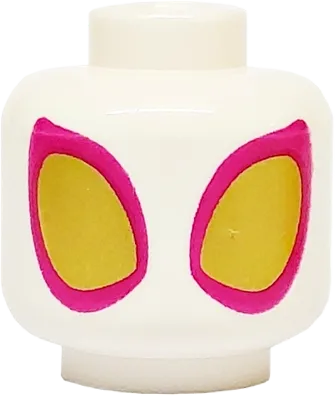 Minifigure, Head Large Magenta and Gold Eyes Pattern - Vented Stud