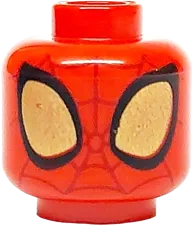 Minifigure, Head Alien with Spider-Man Dark Red Webbing, Large Gold Eyes with Black Borders Pattern - Vented Stud
