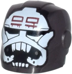 Minifigure, Headgear Helmet Armor Plates and Ear Protectors with SW Wrecker White Skull and Teeth, Dark Red Markings Pattern