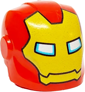 Minifigure, Headgear Helmet Armor Plates and Ear Protectors with Yellow Iron Man Mask with White and Medium Azure Eyes Pattern