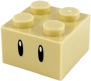Brick 2 x 2 with Black Oval Eyes with White Pupils Pattern &#40;Super Mario Super Mushroom / 1-Up Mushroom Head&#41;