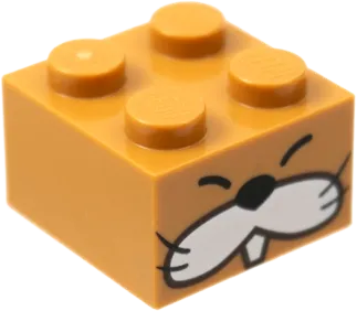 Brick 2 x 2 with Face, White Cheeks and Tooth, Black Whiskers, Nose and Eyes Pattern &#40;Monty Mole&#41;