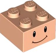 Brick 2 x 2 with Black Eyes, White Pupils, and Dark Brown Closed Mouth Smile Pattern &#40;Super Mario Toad Face&#41;