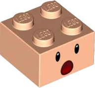 Brick 2 x 2 with Black Eyes, White Pupils, and Dark Red Open Mouth Surprised with Red Tongue Pattern &#40;Super Mario Toad / Blue Toad Face&#41;