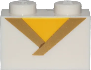 Brick 1 x 2 with Gold Trim and Yellow Triangle Pattern