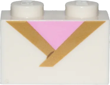 Brick 1 x 2 with Gold Trim and Bright Pink Triangle Pattern