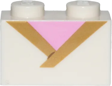 Brick 1 x 2 with Gold Trim and Bright Pink Triangle Pattern