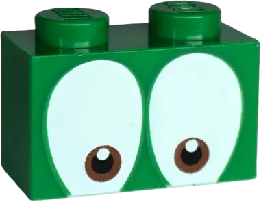 Brick 1 x 2 with Small Round Reddish Brown and Black Eyes on White Background Pattern &#40;Super Mario Squawks&#41;