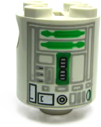 Brick, Round 2 x 2 x 2 Robot Body with Gray Lines and Green Pattern (R2-R7)