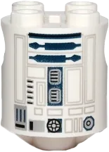 Brick, Round 2 x 2 x 2 Robot Body with Gray Lines and Dark Blue Pattern &#40;R2-D2, R3-T2&#41;
