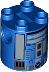 Brick, Round 2 x 2 x 2 Robot Body with Dark Blue Lines and Silver Pattern &#40;Imperial Astromech&#41;
