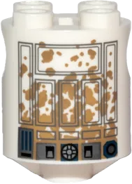 Brick, Round 2 x 2 x 2 Robot Body with Gray Lines and Dark Blue with Dark Tan Dirt Stains Pattern on Both Sides &#40;R2-D2&#41;
