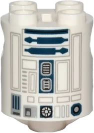 Brick, Round 2 x 2 x 2 Robot Body with Gray Lines and Dark Blue Pattern on Both Sides &#40;R2-D2&#41;