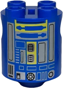 Brick, Round 2 x 2 x 2 Robot Body with Yellow, Light Bluish Gray, and Silver Pattern &#40;New Republic Astromech Droid&#41;