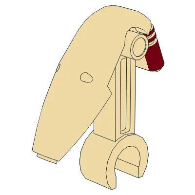 Minifigure, Head, Modified Mechanical &#40;SW Battle Droid&#41; with Dark Red Insignia Pattern
