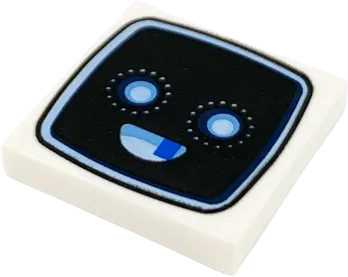 Tile 2 x 2 with Groove with Black TV Screen, Bright Light Blue Eyes and Smile Pattern