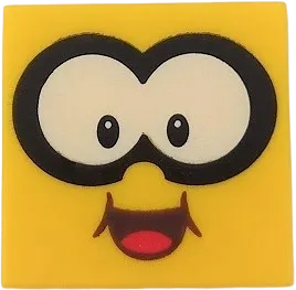 Tile 2 x 2 with Groove with Lakitu Face with Eyes,  Open Mouth and Tongue Pattern