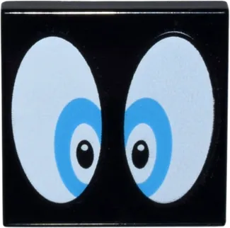 Tile 2 x 2 with Groove with Dark Azure and Black Eyes on White Background Pattern &#40;Iggy&#41;