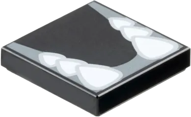 Tile 2 x 2 with Groove with Sharp White Teeth in Dark Bluish Gray Gums Pattern &#40;Super Mario Dry Bowser Lower Jaw&#41;