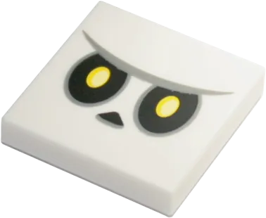 Tile 2 x 2 with Black Eyes with Yellow Pupils, Triangle Nose, Dark Bluish Gray Unibrow Pattern &#40;Super Mario Bone Goomba Face&#41;
