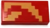 Tile 1 x 2 with Groove with Minecraft Pixelated Bright Light Orange Flame Pattern