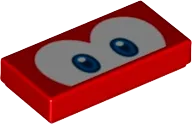 Tile 1 x 2 with Blue and Dark Blue Eyes on White Background Pattern &#40;Super Mario Cheep Cheep / Eep Cheep&#41;