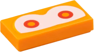 Tile 1 x 2 with Red Eyes with Orange Pupils on White Background Pattern &#40;Super Mario Magmaargh&#41;