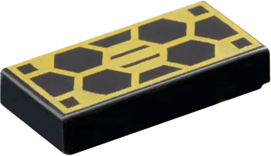 Tile 1 x 2 with Hexagonal Gold Solar Panel Pattern