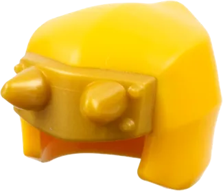 Minifigure, Headgear Ninjago Wrap / Hood Smooth with Molded Pearl Gold Armor Plate with Horns Pattern