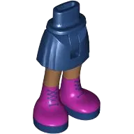 Mini Doll Hips and Skirt, Medium Nougat Legs and Magenta Boots with Dark Blue Laces and Soles Pattern - Thin Hinge