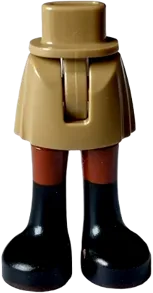Mini Doll Hips and Skirt, Reddish Brown Legs and Black Boots Pattern - Thin Hinge