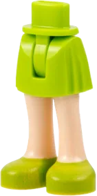 Mini Doll Hips and Skirt, Light Nougat Legs and Lime Shoes Pattern - Thin Hinge
