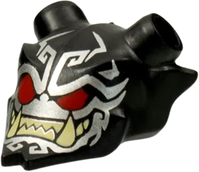 Minifigure, Visor Mask Ninjago Oni with Silver Face, Red Eyes, and Tan Sharp Teeth Pattern