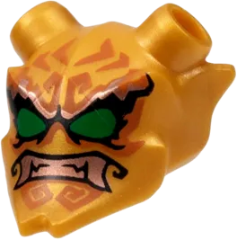 Minifigure, Visor Mask Ninjago Oni with Green Eyes, Copper Teeth, and Dark Orange Markings Pattern