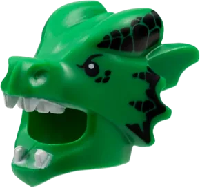 Minifigure, Headgear Mask Dragon with White Teeth and Black Eyes and Scales Pattern