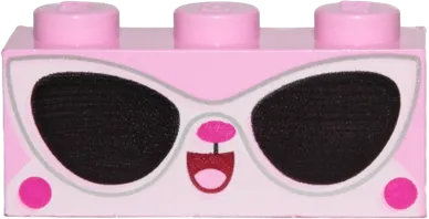 Brick 1 x 3 with Cat Face and Sunglasses Pattern &#40;Disco Kitty&#41;