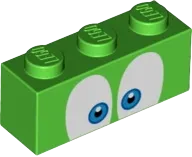 Brick 1 x 3 with Eyes Blue and Black on White Background Pattern &#40;Larry&#41;