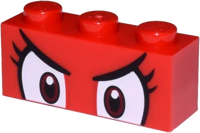 Brick 1 x 3 with Angry Dark Red and White Eyes with Black Eyelashes and Eyelids Pattern &#40;Super Mario Pom Pom&#41;