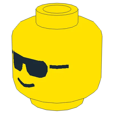 Minifigure, Head Glasses with Black Sunglasses and Standard Grin Pattern - Blocked Open Stud