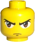 Minifigure, Head Dual Sided Exo-Force Brown Eyes, Scowl with Mouth Closed / Bared Teeth Pattern &#40;Ryo Gate Guard&#41; - Blocked Open Stud