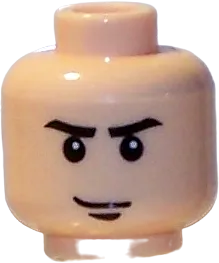 Minifigure, Head Male Stern Eyebrows, White Pupils and Chin Dimple Pattern - Blocked Open Stud