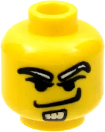 Minifigure, Head Male White Eyebrows and Goatee, Angry Smirk Pattern - Blocked Open Stud