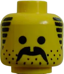 Minifigure, Head Moustache, Stubble and Sideburns Black Pattern - Blocked Open Stud