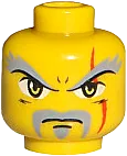 Minifigure, Head Dual Sided Exo-Force Dark Gray Moustache, Eyebrows, Thin Scar and Closed Mouth / Bared Teeth Pattern &#40;Keiken&#41; - Blocked Open Stud