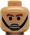 Minifigure, Head Male Brown Eyebrows and Black Chin Strap Pattern - Blocked Open Stud