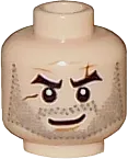 Minifigure, Head Beard Stubble, Arched Eyebrows, White Pupils and Scars Pattern - Blocked Open Stud